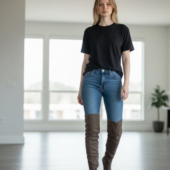 MIA Brown Suede Knee-High Boots | Flat Low Heel | Size 9.5 - Picture 3 of 10